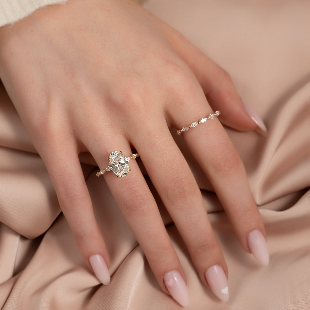 The Linda Oval Lab Diamond Moissanite Engagement Ring