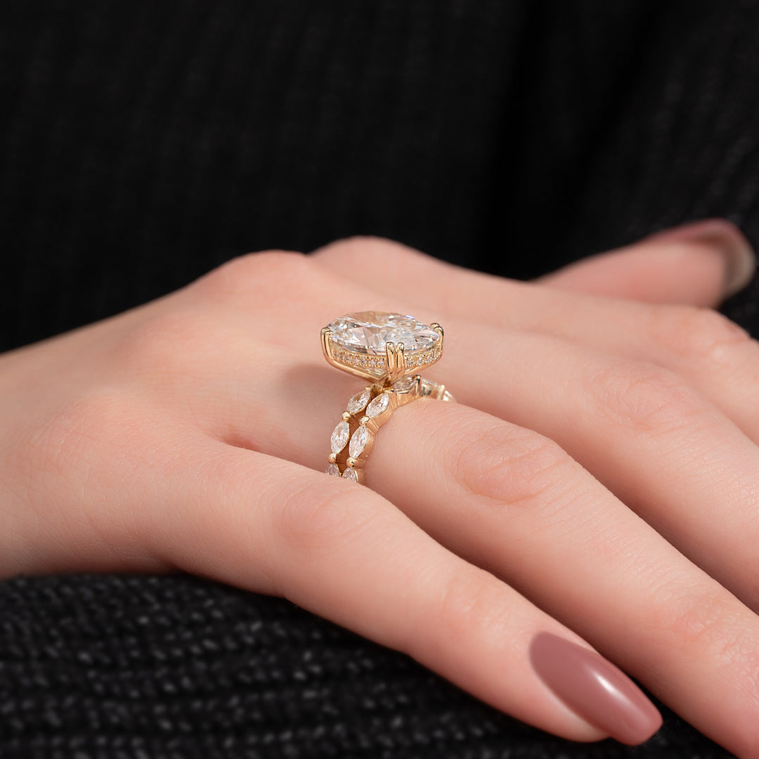 The Linda Oval Lab Diamond Moissanite Engagement Ring