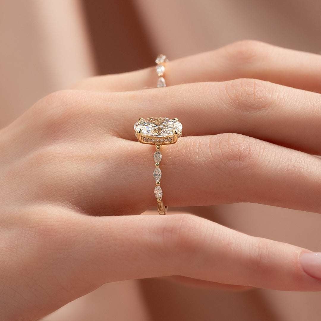 The Linda Oval Lab Diamond Moissanite Engagement Ring