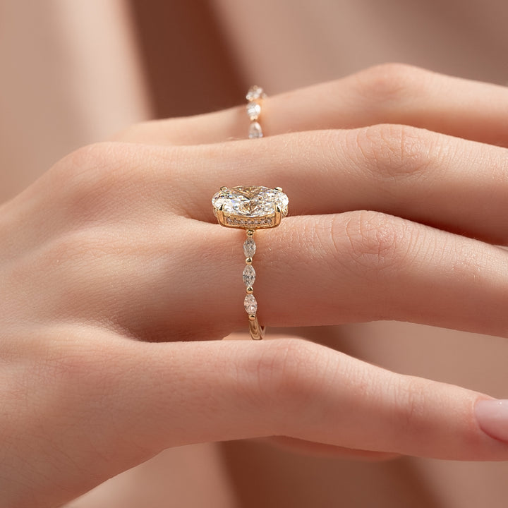 The Linda Oval Lab Diamond Moissanite Engagement Ring *Shown with 3 ct #material_gold