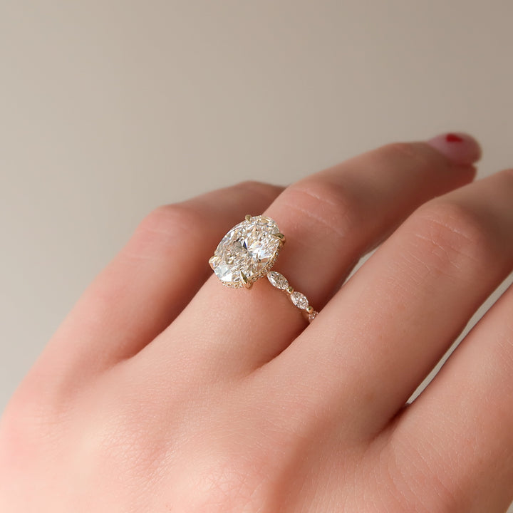 The Linda Oval Lab Diamond Moissanite Engagement Ring *Shown with 3.5 ct #material_gold