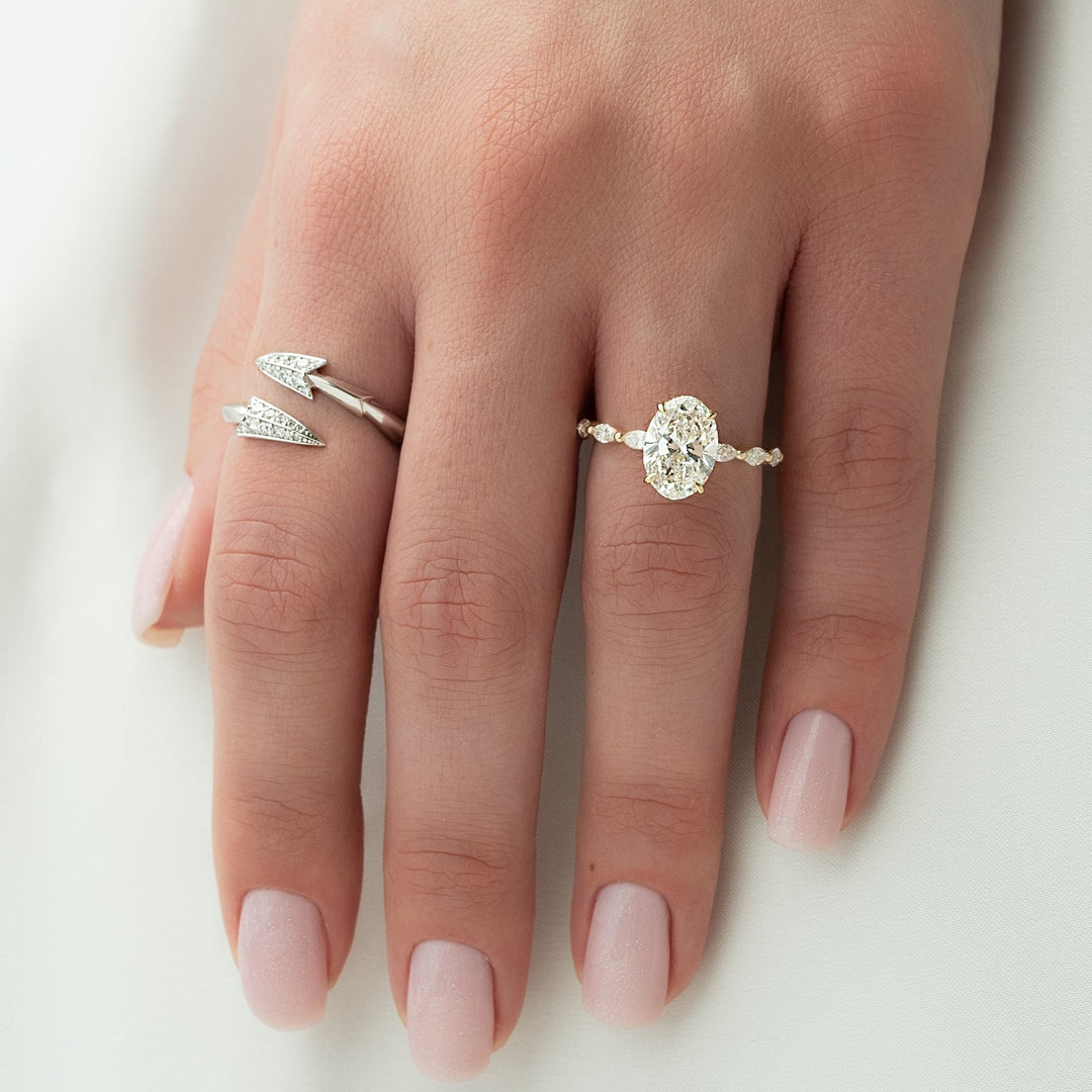 The Linda Oval Lab Diamond Moissanite Engagement Ring