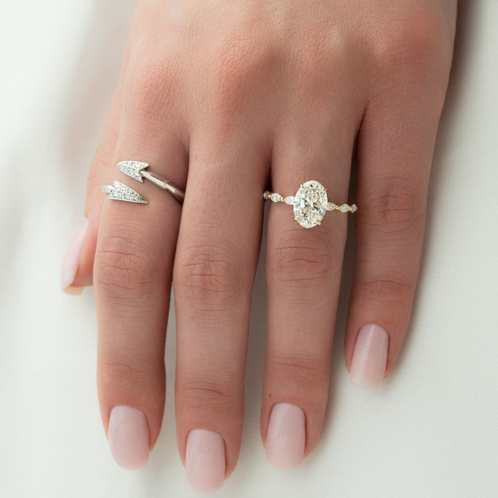The Linda Oval Lab Diamond Moissanite Engagement Ring *Shown with 2.5 ct #material_gold