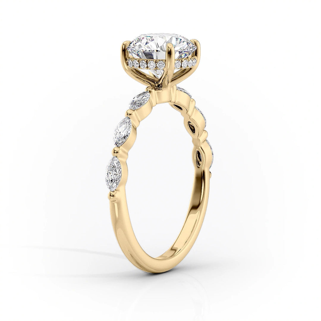 The Linda Set With Oval Side Stone Lab Diamond 1.5 Carat 14K Gold#material_gold