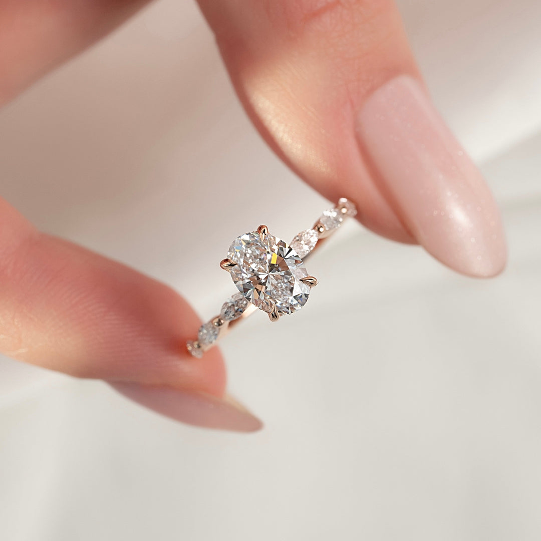 The Linda Oval Lab Diamond Moissanite Engagement Ring
