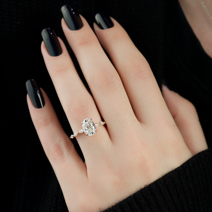 The Linda Oval Lab Diamond Moissanite Engagement Ring *Shown with 2.5 ct #material_rose