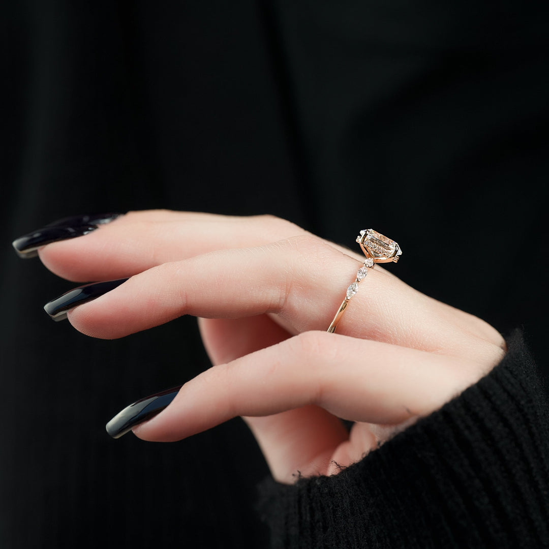 The Linda Oval Lab Diamond Moissanite Engagement Ring