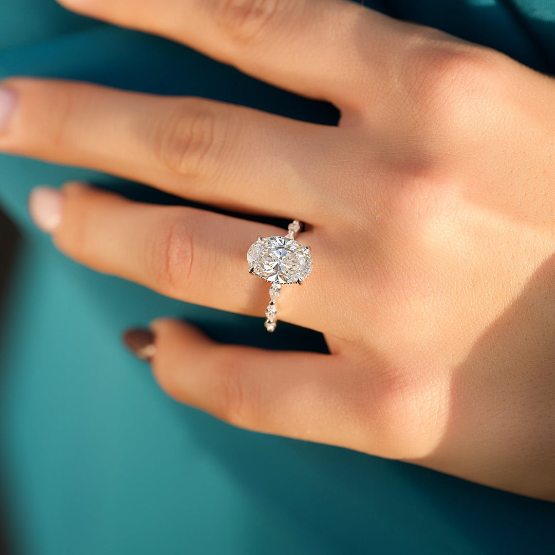 The Linda Oval Lab Diamond Moissanite Engagement Ring