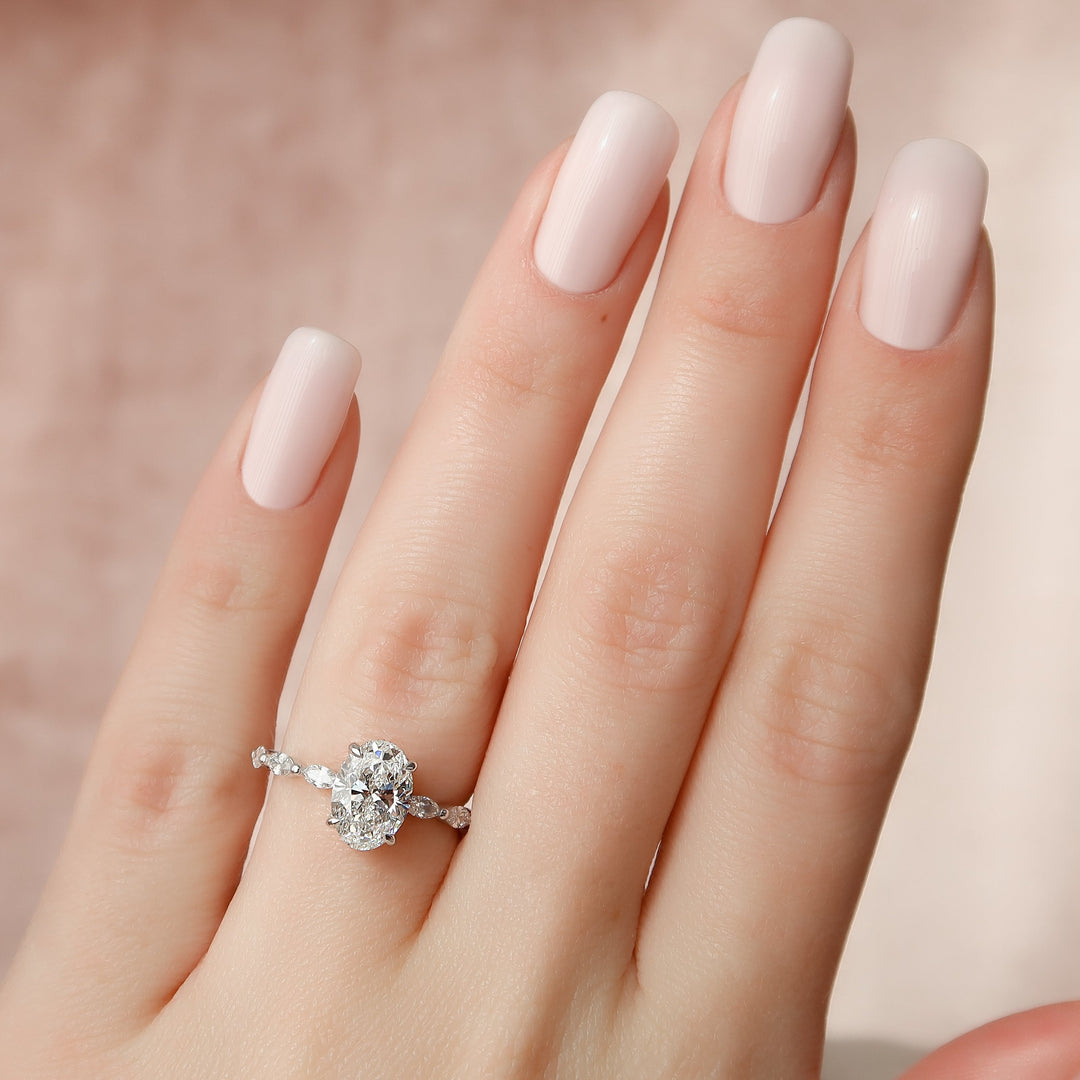 The Linda Oval Lab Diamond Moissanite Engagement Ring