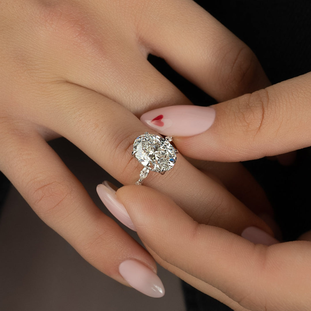 The Linda Oval Lab Diamond Moissanite Engagement Ring