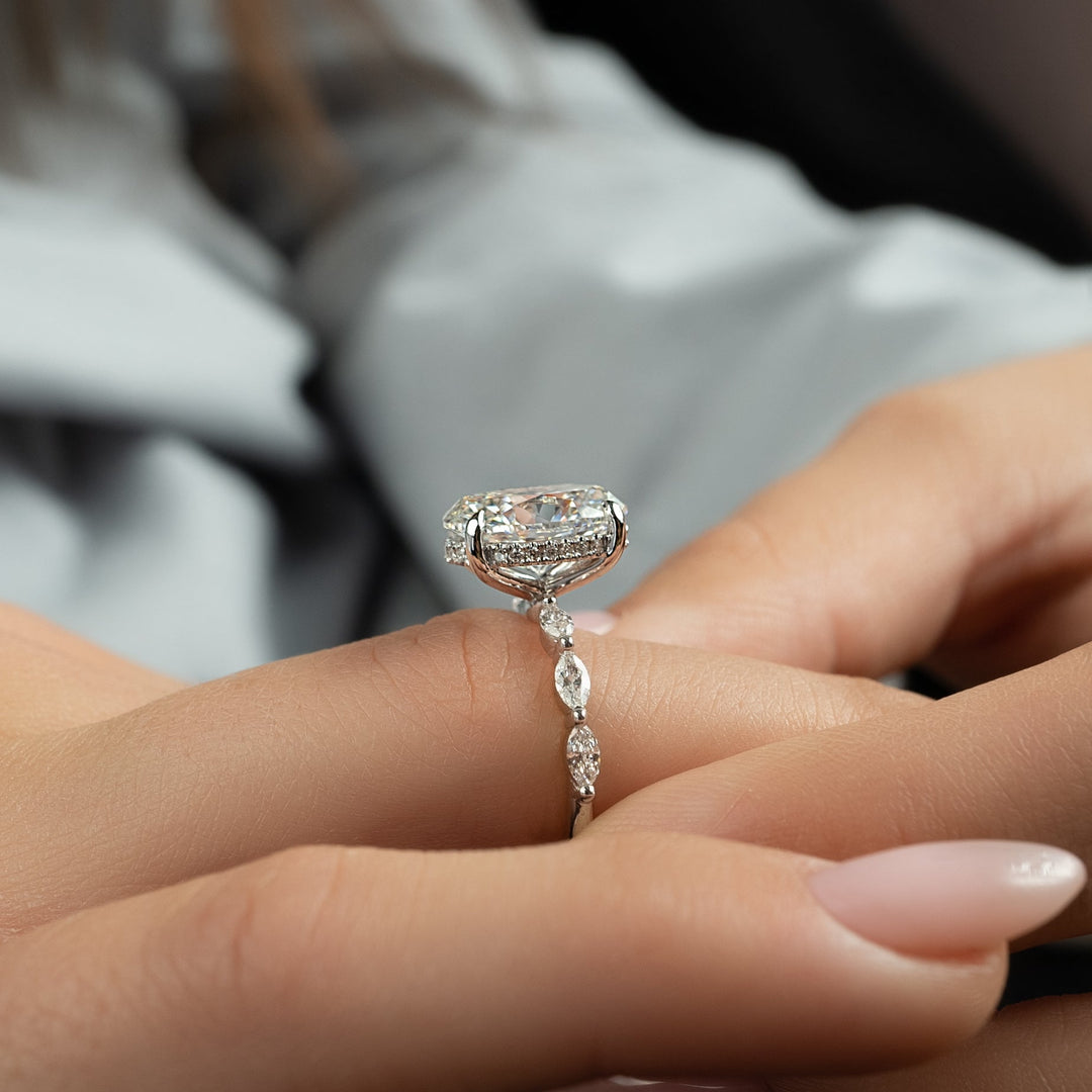 The Linda Oval Lab Diamond Moissanite Engagement Ring