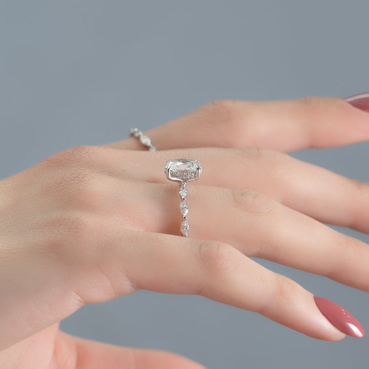 The Linda Oval Lab Diamond Moissanite Engagement Ring *Shown with 1.5 ct #material_white