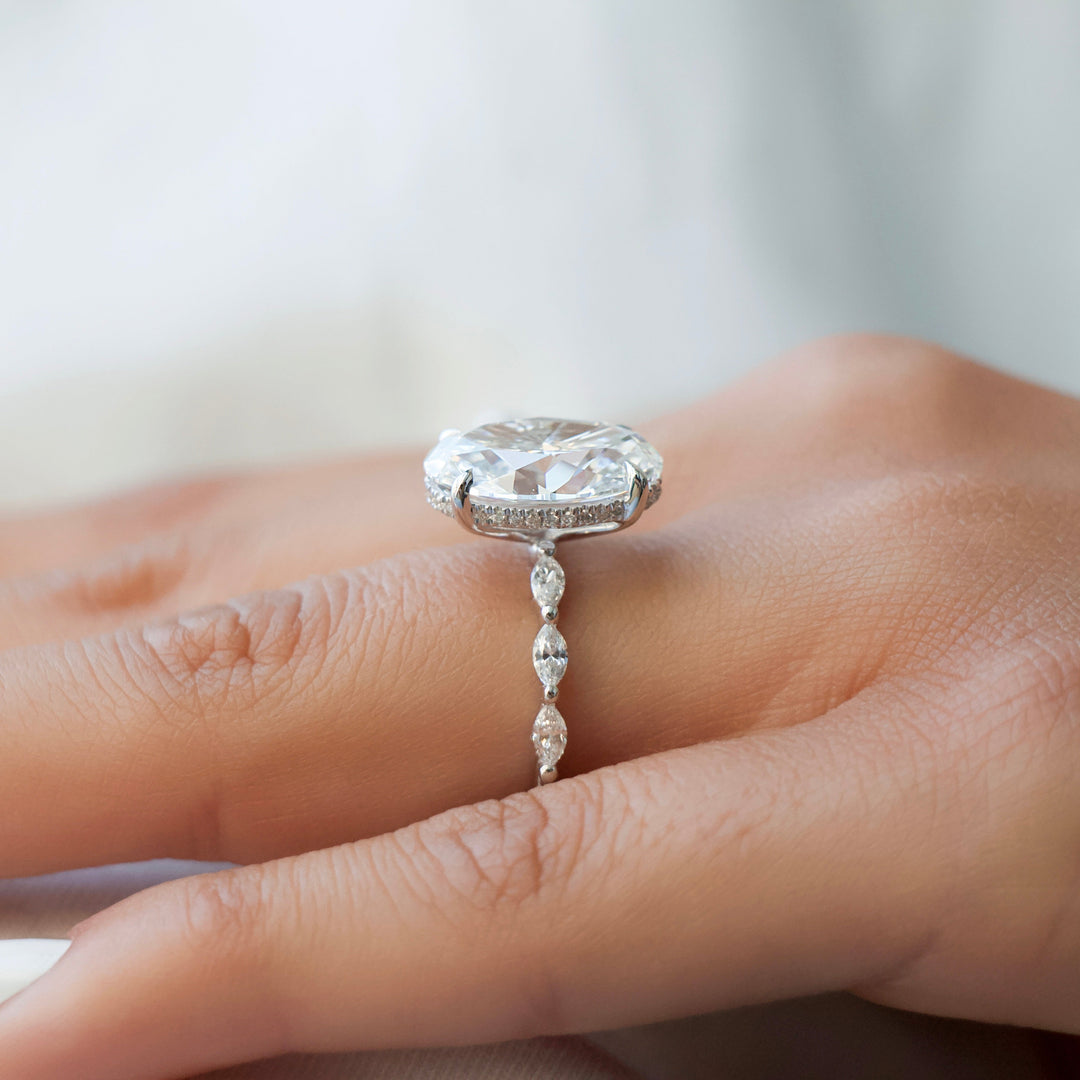 The Linda Oval Lab Diamond Moissanite Engagement Ring