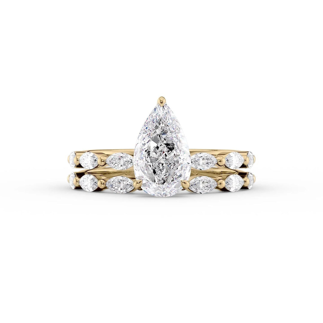 The Linda Set With Pear Side Stone Lab Diamond 2 Carat 14K Gold#material_14k-gold