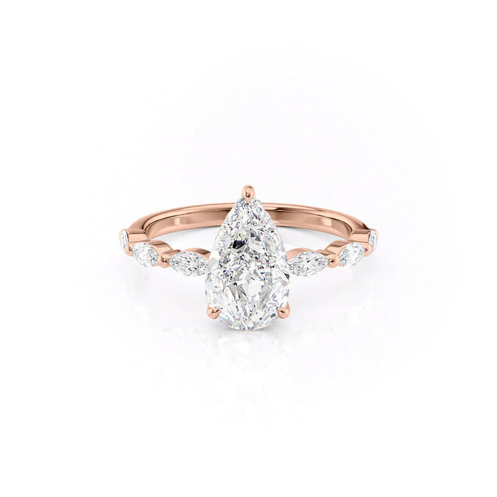 The Linda Set With Pear Side Stone Lab Diamond 1 Carat 14K Rose#material_14k-rose