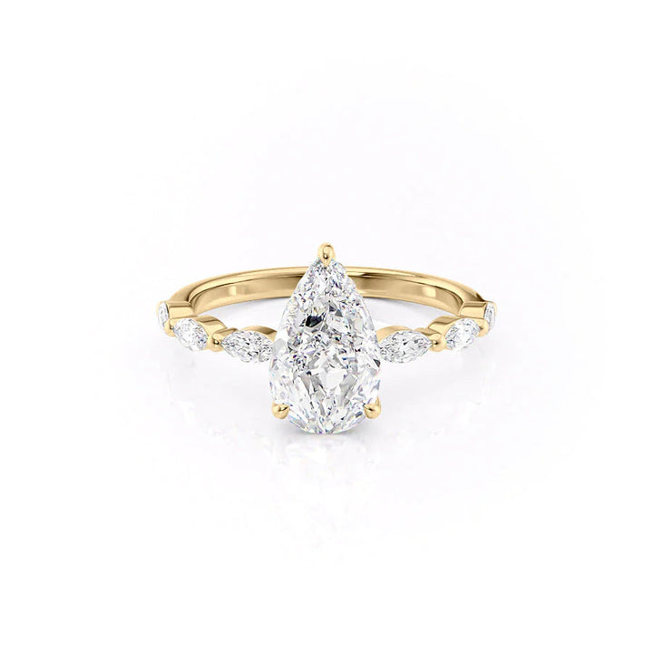 The Linda Set With Pear Side Stone Moissanite#material_18k-gold