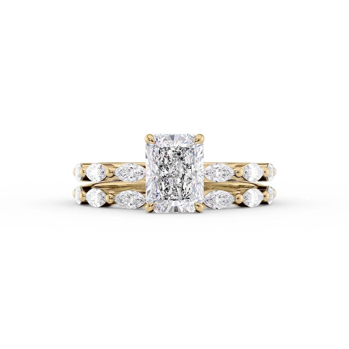 The Linda Set With Radiant Side Stone Lab Diamond 2 Carat 14K Gold#material_14k-gold