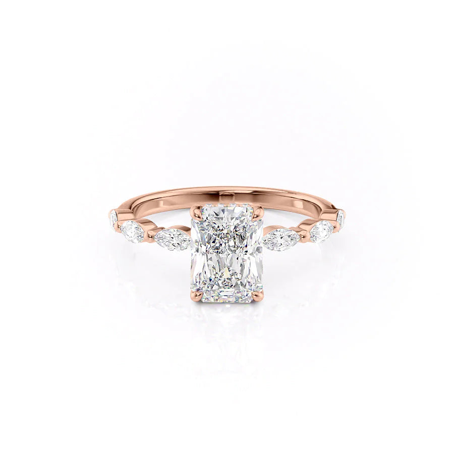 The Linda Set With Radiant Side Stone Lab Diamond 1 Carat 18K Rose#material_18k-rose