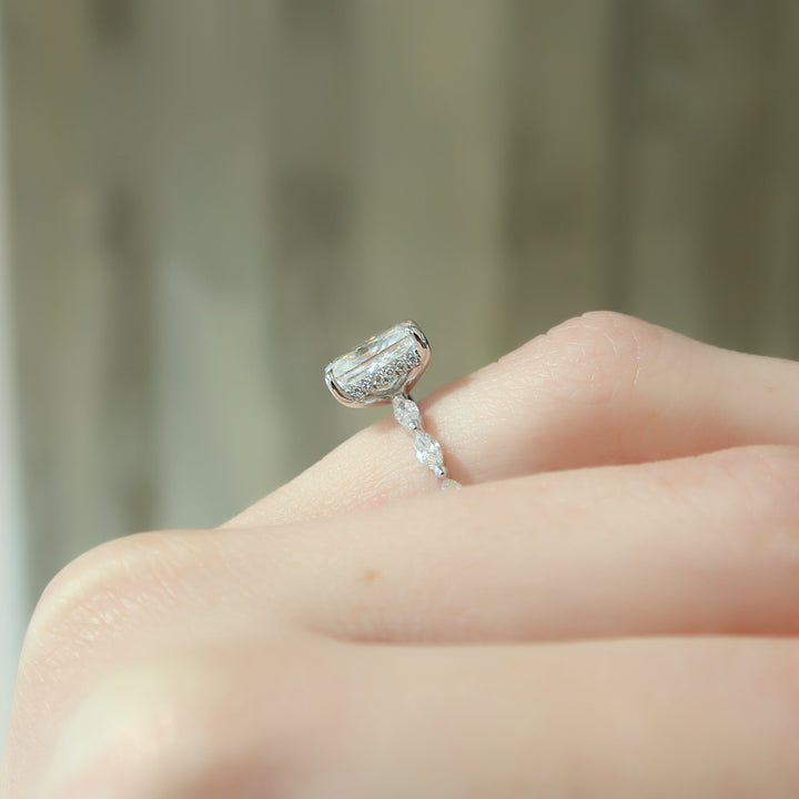 The Linda Radiant Lab Diamond Moissanite Engagement Ring *Shown with 2.5 ct #material_white