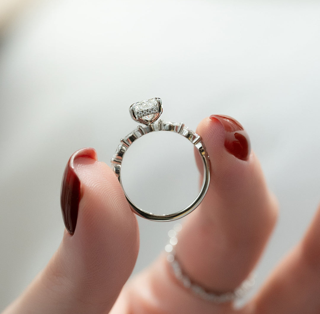 The Linda Radiant Lab Diamond Moissanite Engagement Ring