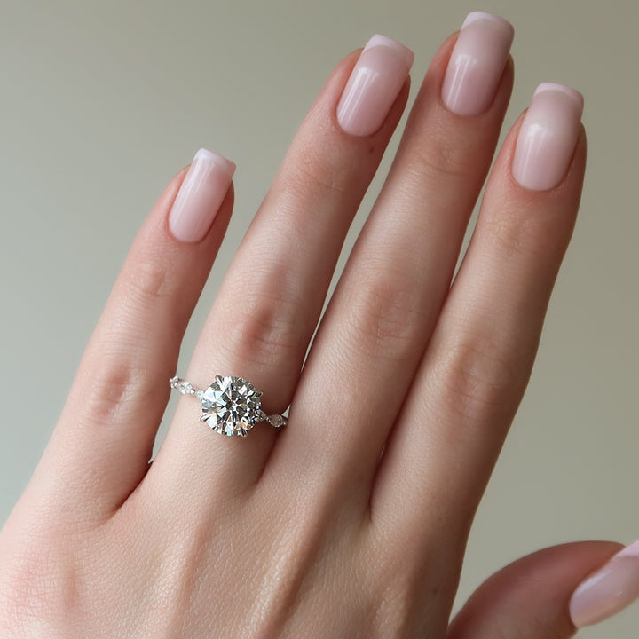 The Linda Round Lab Diamond Moissanite Engagement Ring *Shown with 3.5 ct #material_white