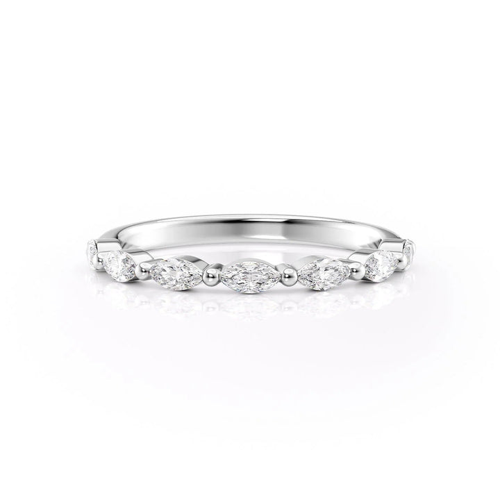 The Linda Wedding Bands Diamonds Half Way 14K White#material_14k-white