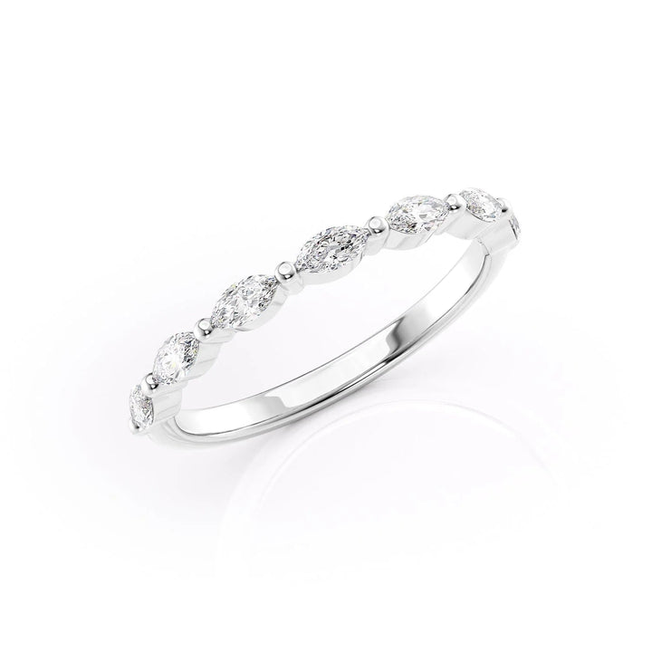 The Linda Wedding Bands Diamonds Half Way 14K White#material_14k-white