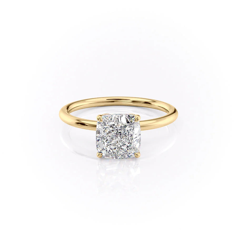 The Logan Set With Cushion Solitaire Lab Diamond 1 Carat 14K Gold#material_14k-gold