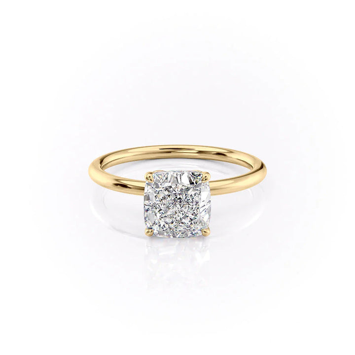 The Logan Set With Cushion Solitaire Lab Diamond 1 Carat 14K Gold#material_14k-gold