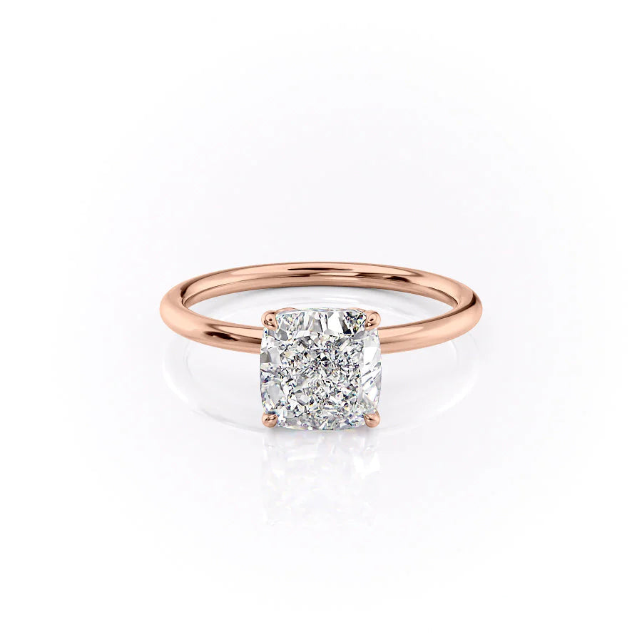 The Logan Set With Cushion Solitaire Lab Diamond 1 Carat 14K Rose#material_14k-rose