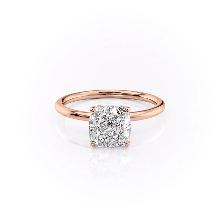 The Logan Set With Cushion Solitaire Lab Diamond 1 Carat 14K Rose#material_14k-rose