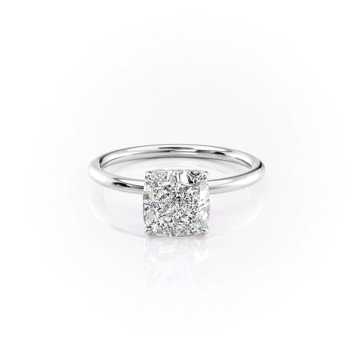 The Logan Set With Cushion Solitaire Lab Diamond 1 Carat 14K White#material_14k-white