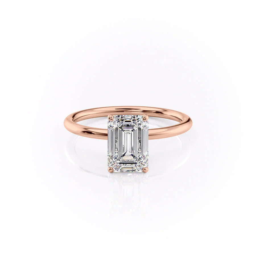 The Logan Set With Emerald Solitaire Moissanite#material_14k-rose