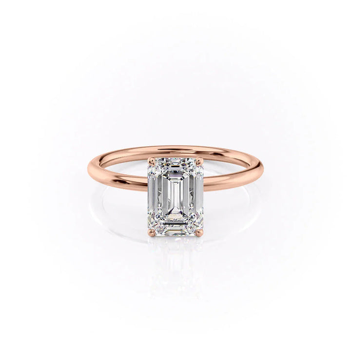 The Logan Set With Emerald Solitaire Moissanite#material_14k-rose