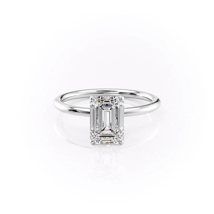 The Logan Set With Emerald Solitaire Moissanite#material_14k-white