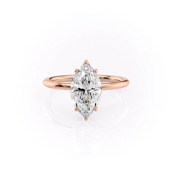 The Logan Set With Marquise Solitaire Lab Diamond 1 Carat 14K Rose#material_14k-rose