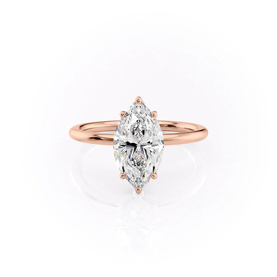 The Logan Set With Marquise Solitaire Moissanite#material_14k-rose