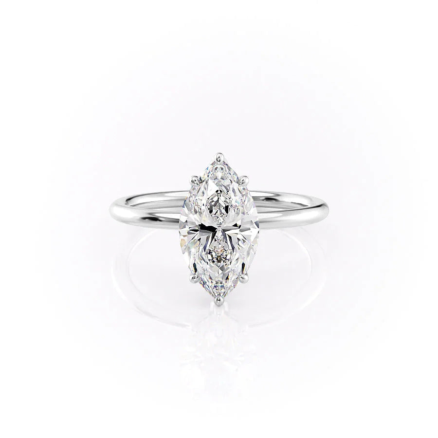 The Logan Set With Marquise Solitaire Lab Diamond 1 Carat 14K White#material_14k-white