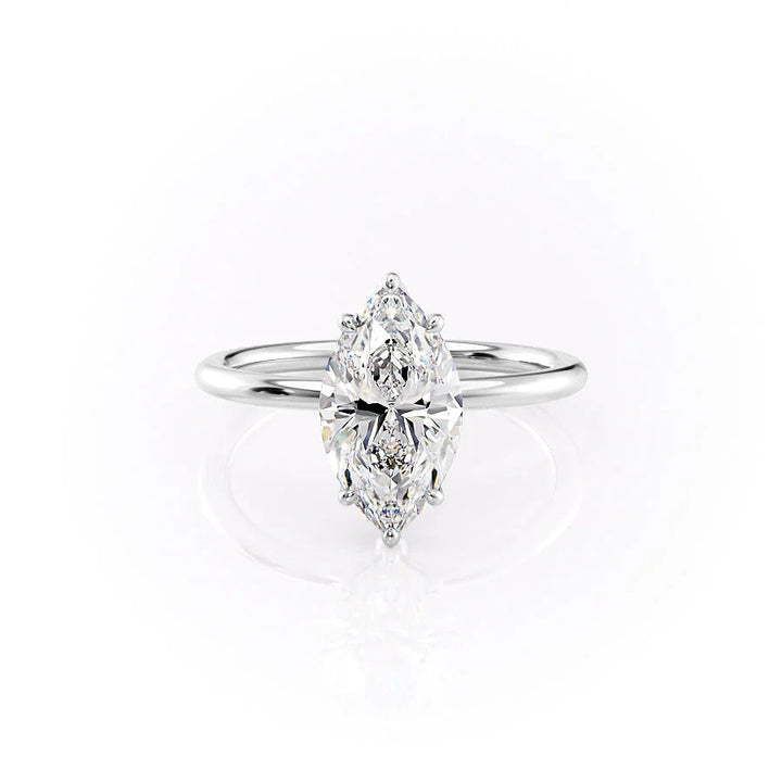 The Logan Set With Marquise Solitaire Lab Diamond 1 Carat 18K White#material_18k-white