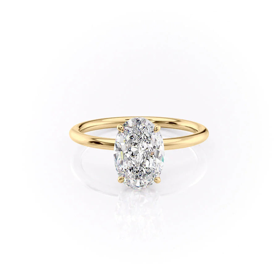 The Logan Set With Oval Solitaire Lab Diamond 1 Carat 14K Gold#material_14k-gold