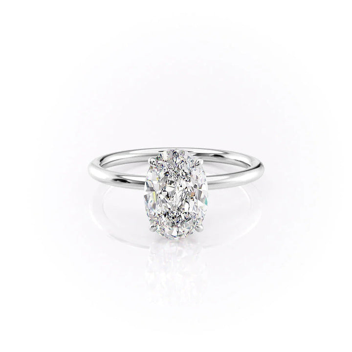 The Logan Set With Oval Solitaire Lab Diamond 1 Carat 14K White#material_14k-white