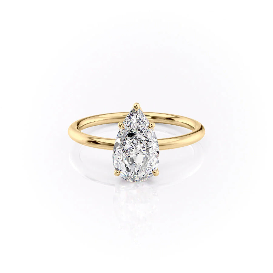 The Logan Set With Pear Solitaire Moissanite#material_14k-gold