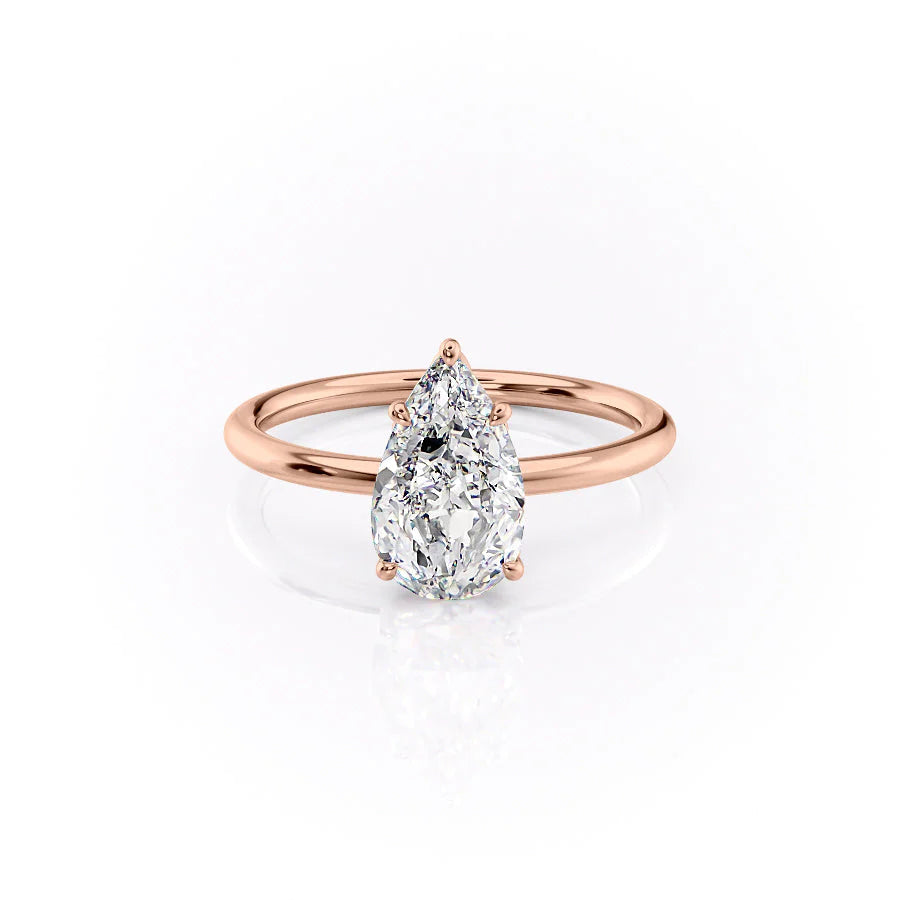 The Logan Set With Pear Solitaire Lab Diamond 1 Carat 14K Rose#material_14k-rose