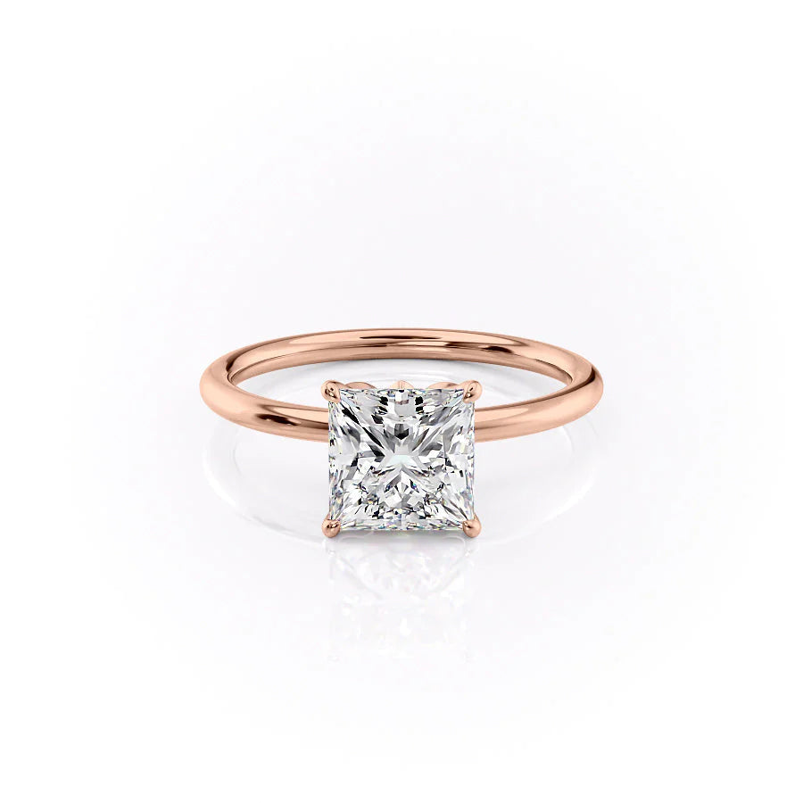 The Logan Set With Princess Solitaire Lab Diamond 1 Carat 14K Rose#material_14k-rose