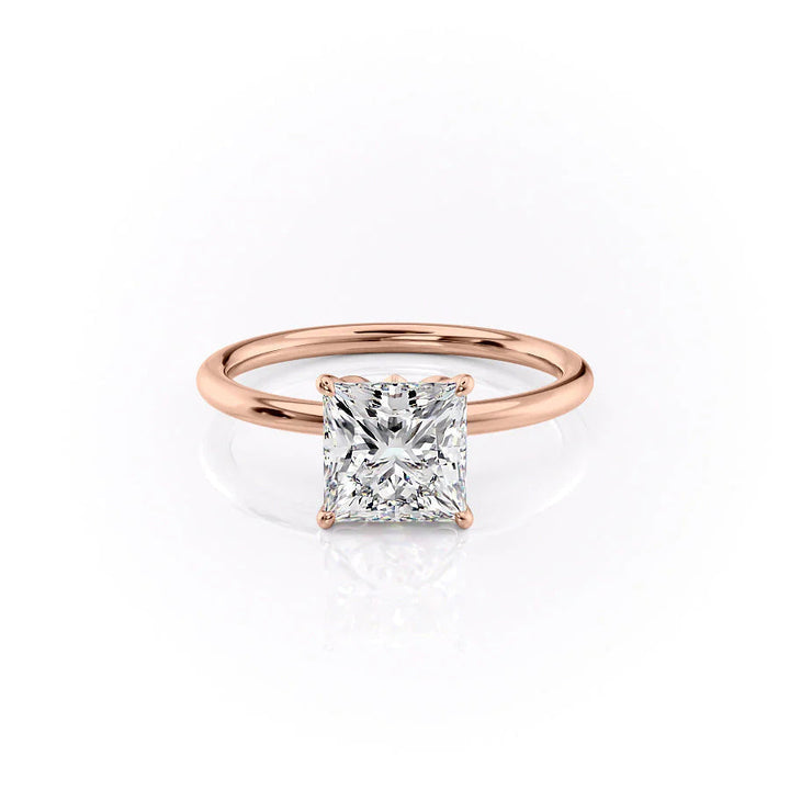 The Logan Set With Princess Solitaire Moissanite#material_14k-rose