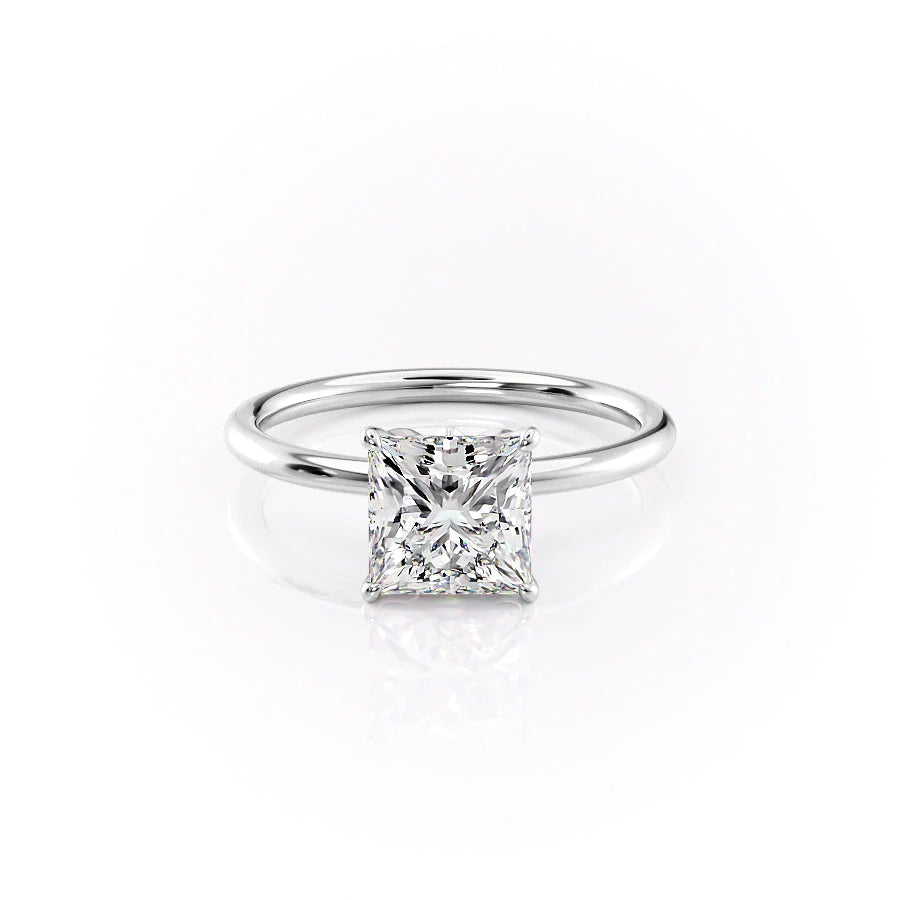 The Logan Set With Princess Solitaire Lab Diamond 1 Carat 14K White#material_14k-white