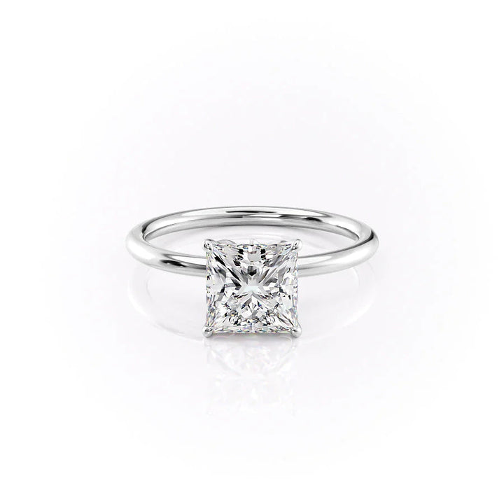 The Logan Set With Princess Solitaire Lab Diamond 1 Carat 14K White#material_14k-white