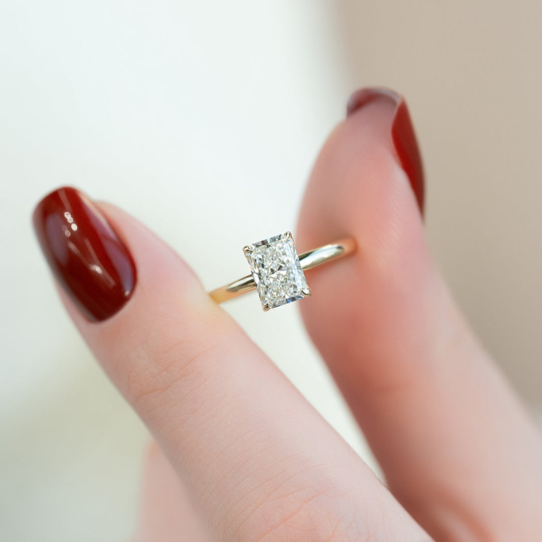 The Logan Set With Radiant Solitaire Moissanite#material_14k-gold