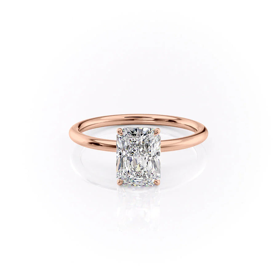 The Logan Set With Radiant Solitaire Lab Diamond 1 Carat 14K Rose#material_14k-rose