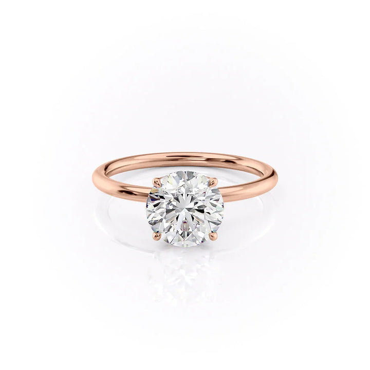 The Logan Set With Round Solitaire Lab Diamond 1 Carat 14K Rose#material_14k-rose